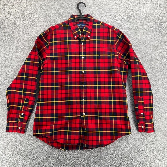 RALPH LAUREN Classic Fit Flannel Shirt Men Large Windowpane Plaid‎ Button Down - Picture 3 of 16